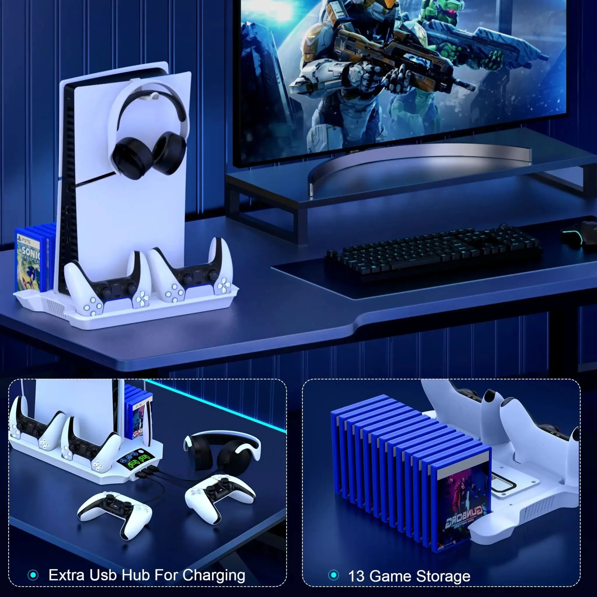 Controller Charging Dock with Cooling Stand & LED Fans