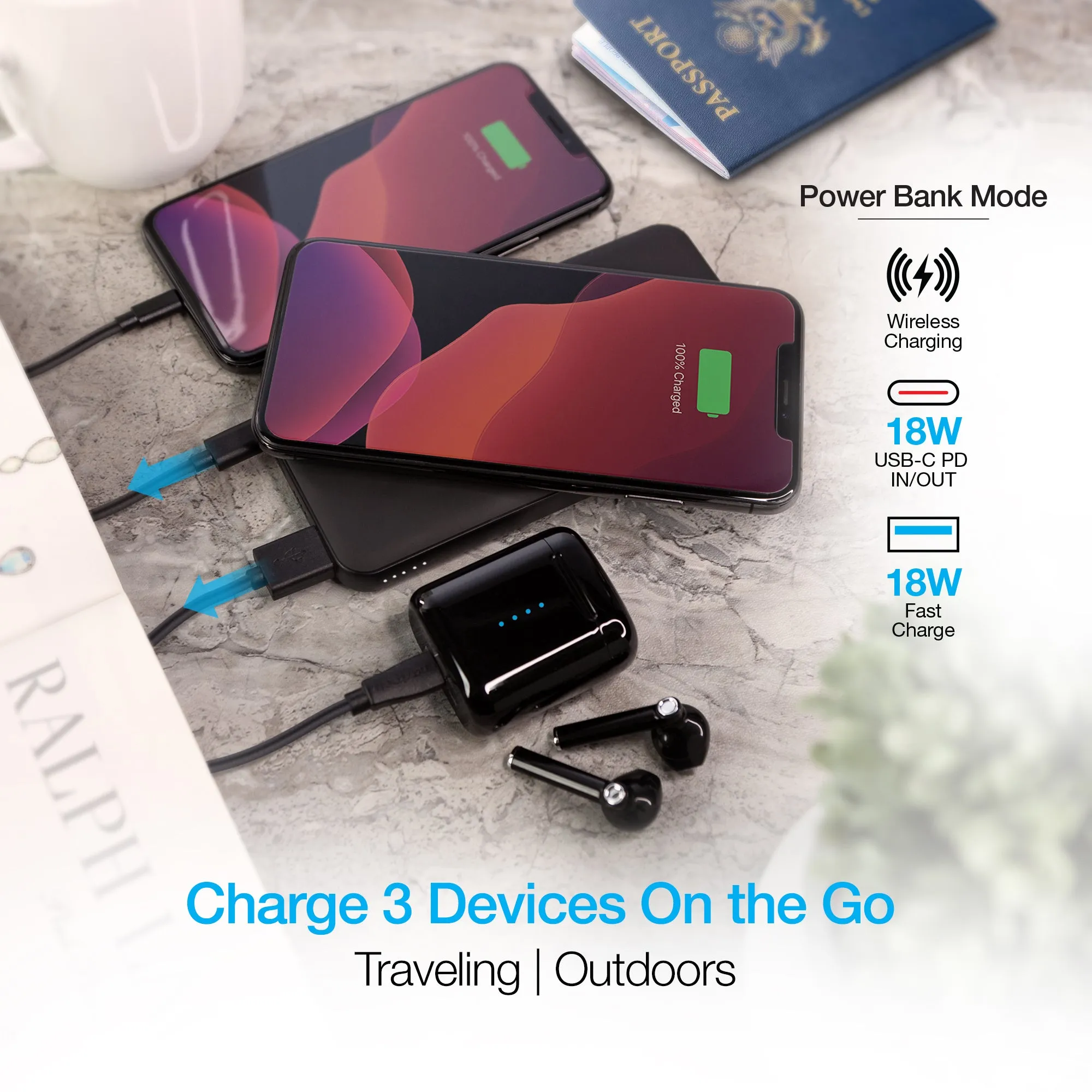 Core 2-in-1 Charging Dock   10,000mAh Wireless Power Bank