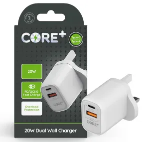 Core   Dual USB A   USB C Wall Charger Plug