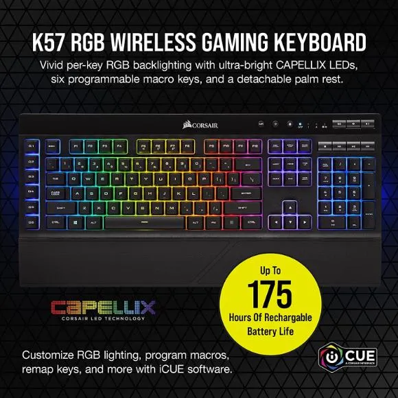 CORSAIR Wireless Gaming Bundle - K57 RGB Wireless Gaming Keyboard - Harpoon RGB Wireless Gaming Mouse