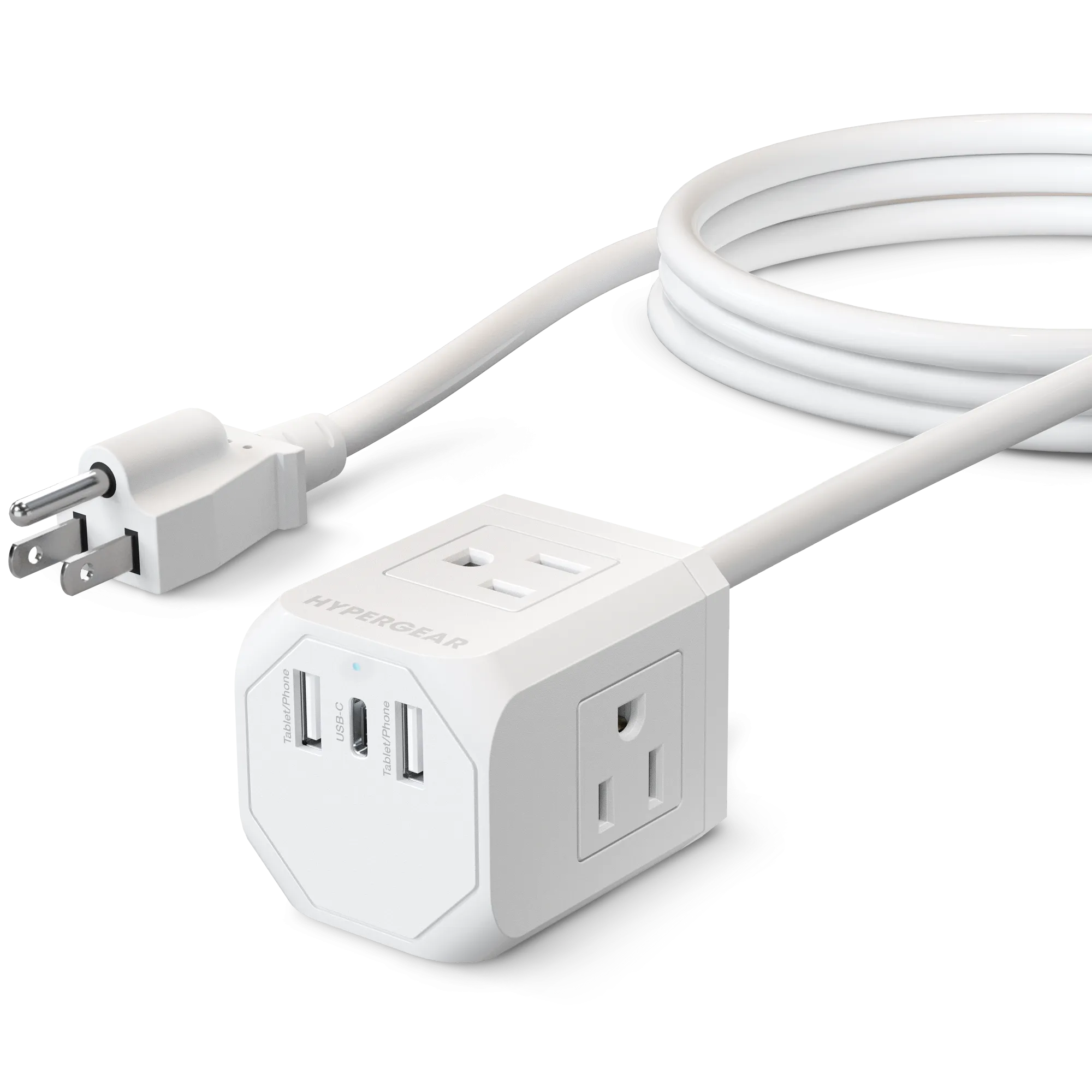 CUBE Multi-Port Power Strip Extension Cord | White