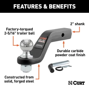 CURT 45332 Loaded Forged Ball Mount with 2-5/16in. Ball (2in. Shank; 15;000 lbs.; 4in. Drop