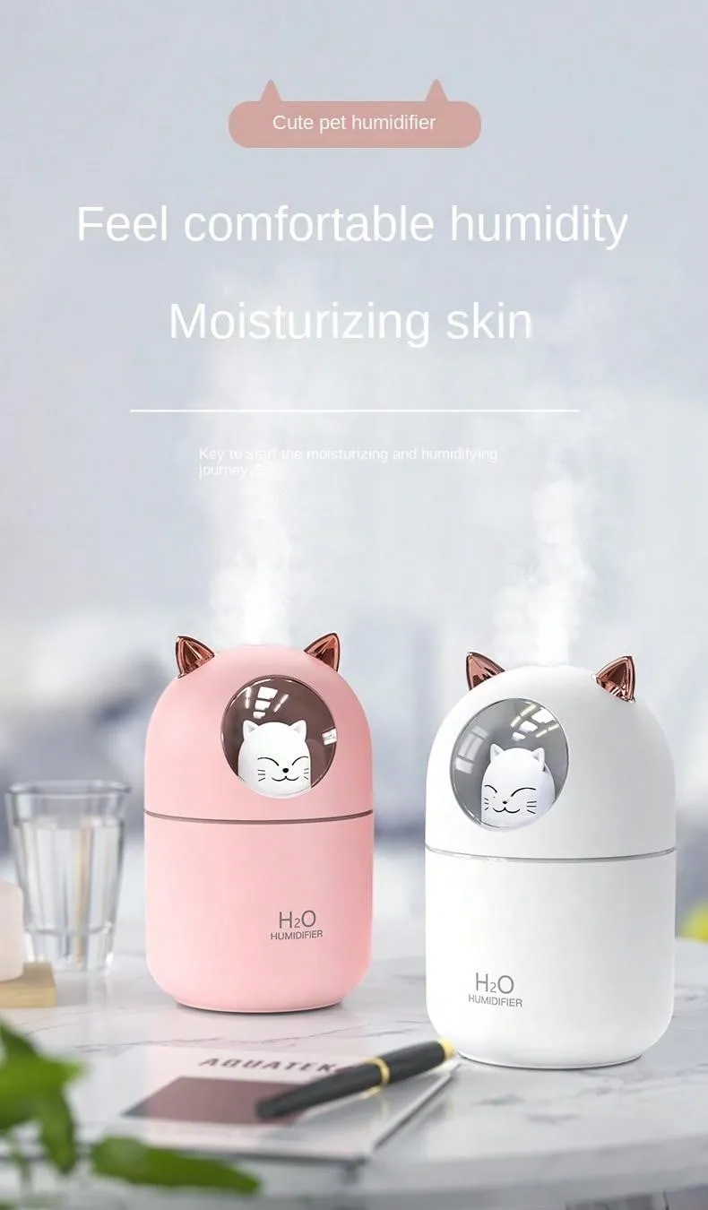 Cute Cat USB Mini Humidifier For Home, Large Mist Output, Air Purifier