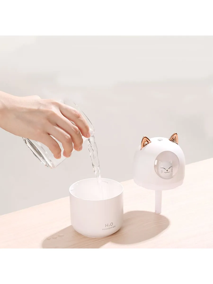 Cute Cat USB Mini Humidifier For Home, Large Mist Output, Air Purifier