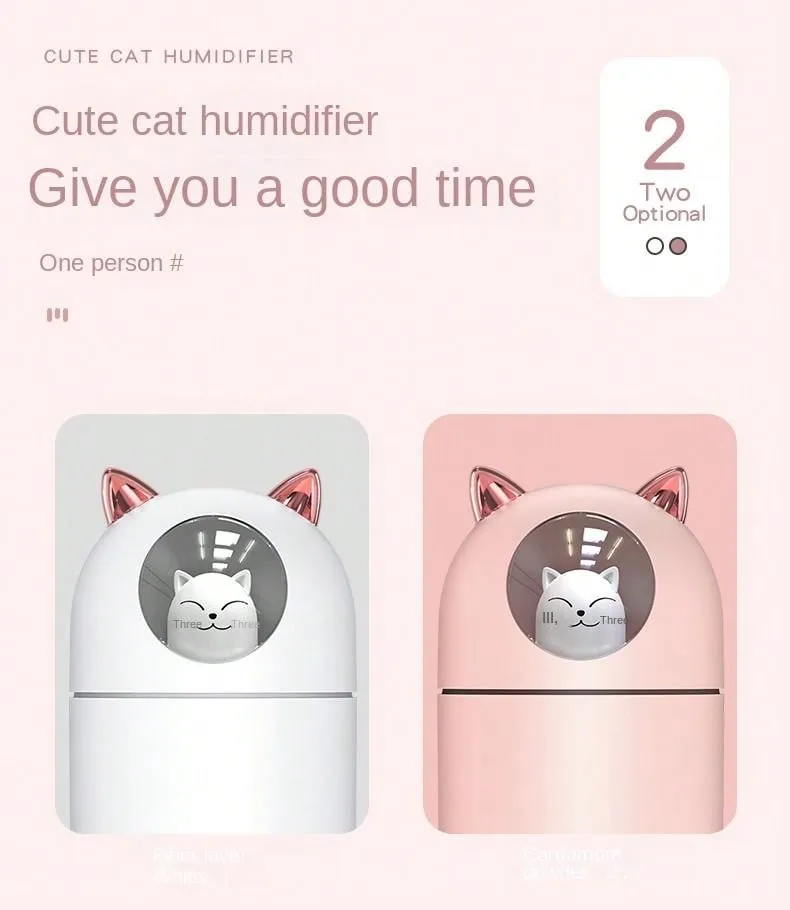 Cute Cat USB Mini Humidifier For Home, Large Mist Output, Air Purifier