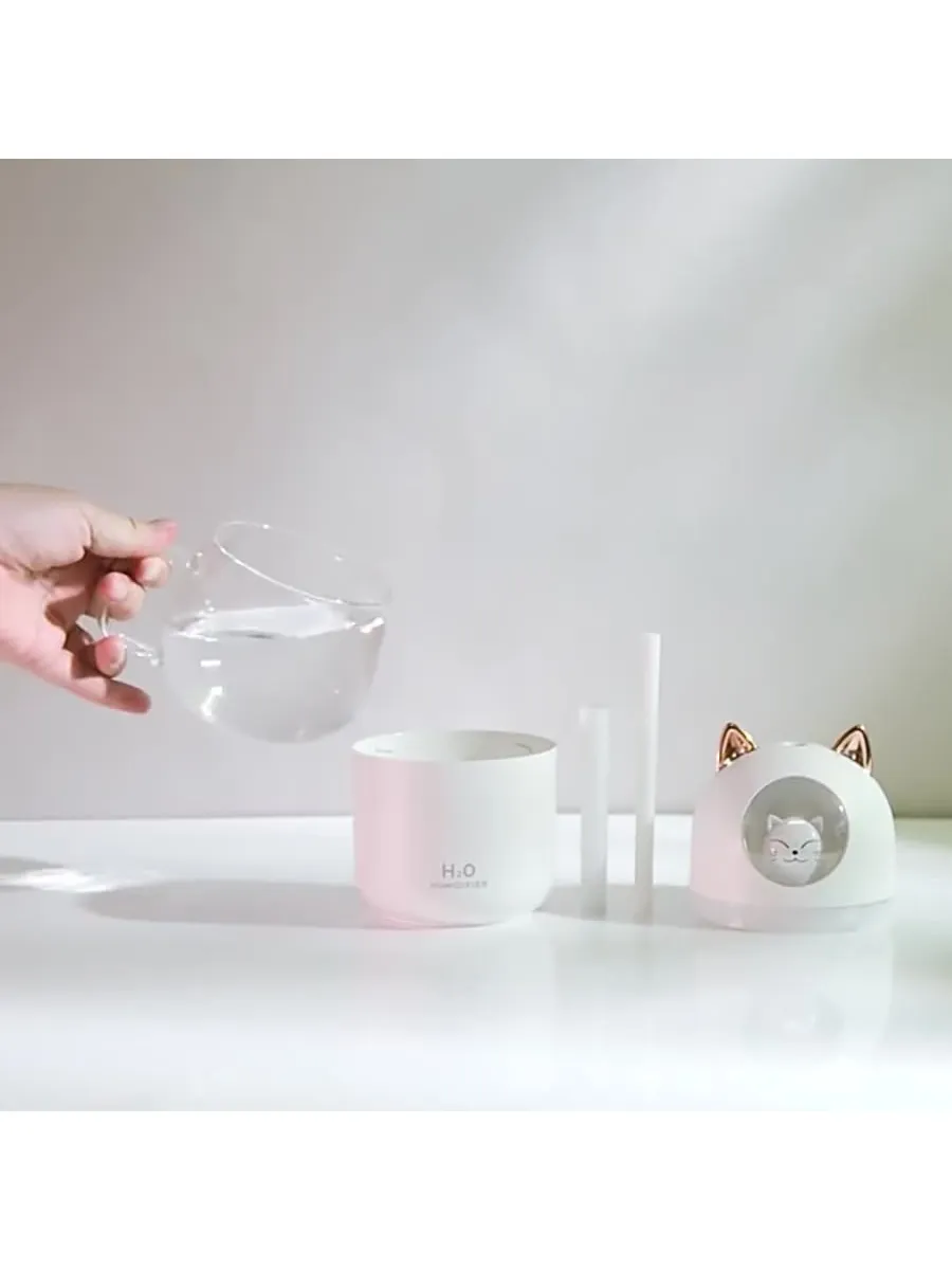 Cute Cat USB Mini Humidifier For Home, Large Mist Output, Air Purifier