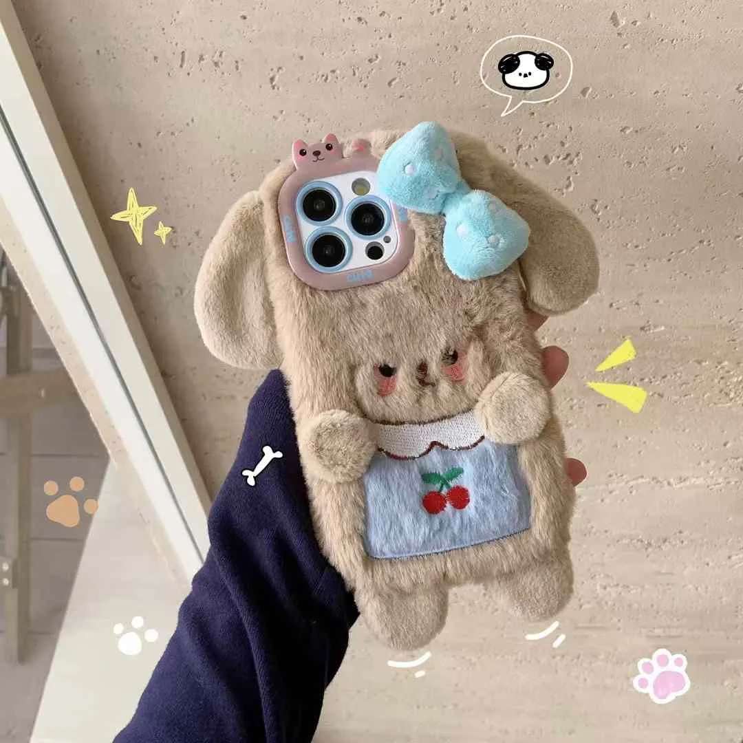 Cute Plush Silcion Case With Cute Bow iPhone Case