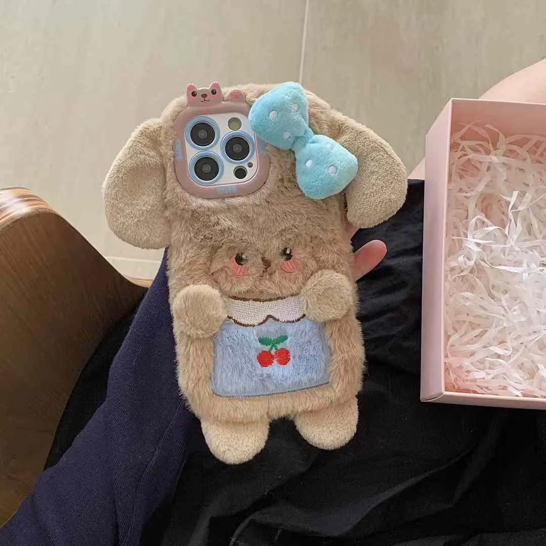 Cute Plush Silcion Case With Cute Bow iPhone Case