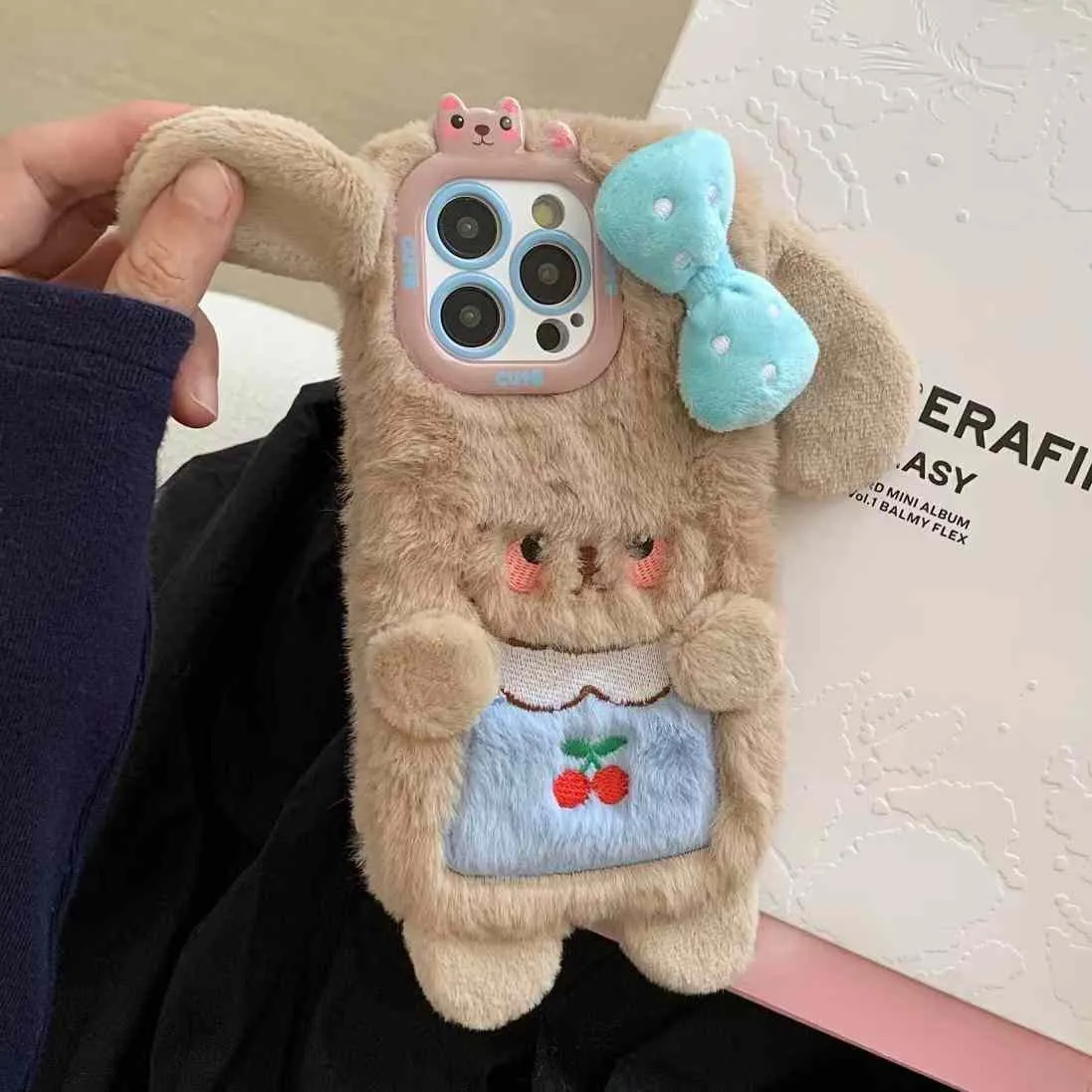 Cute Plush Silcion Case With Cute Bow iPhone Case