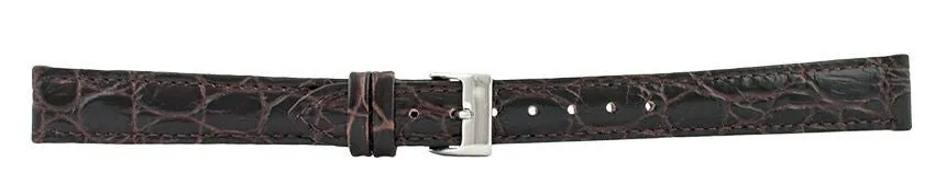 Dark Brown Crocodile Leather Watch Band 14mm (Long) 110926