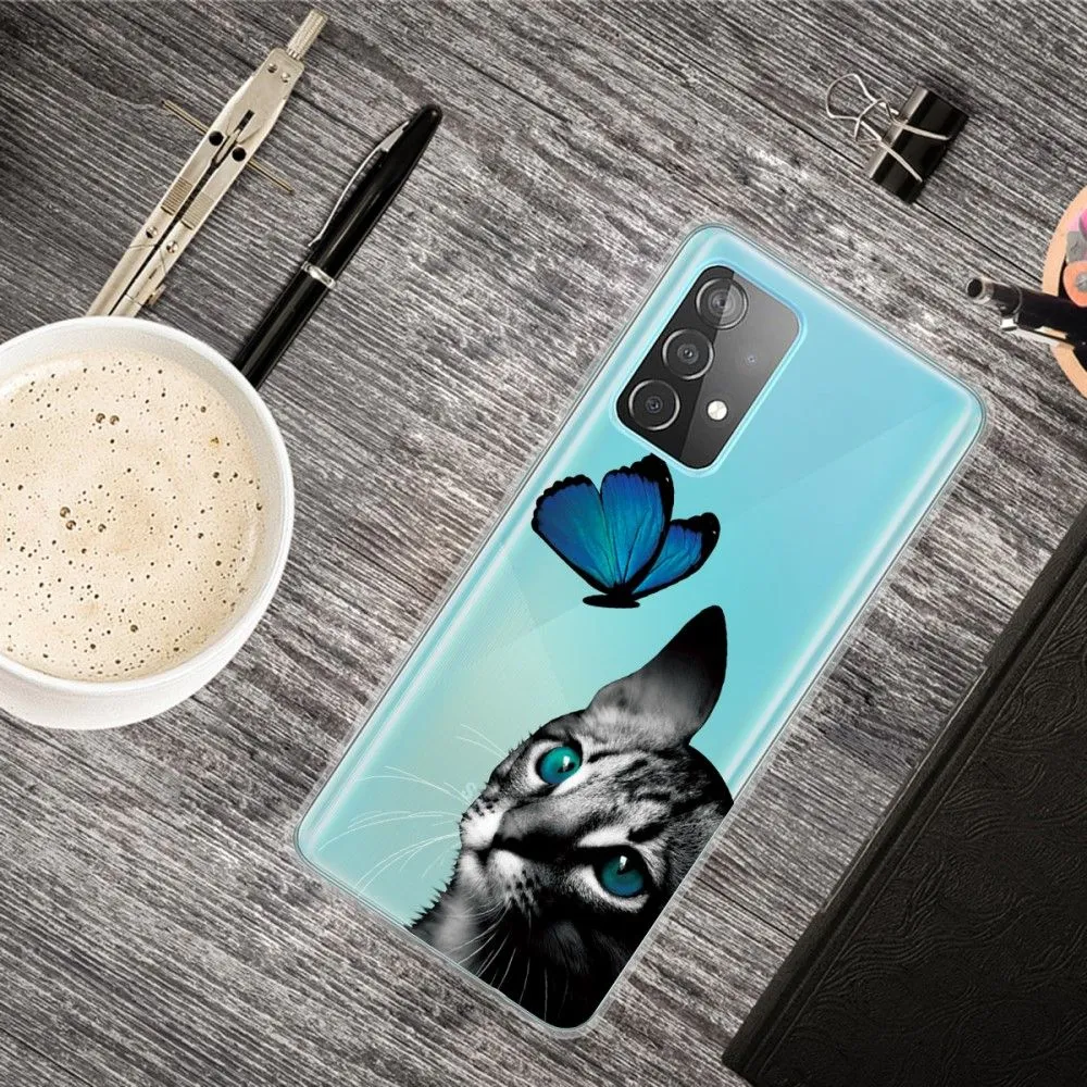 Deco Samsung Galaxy A13 4G case - Cat and Butterfly