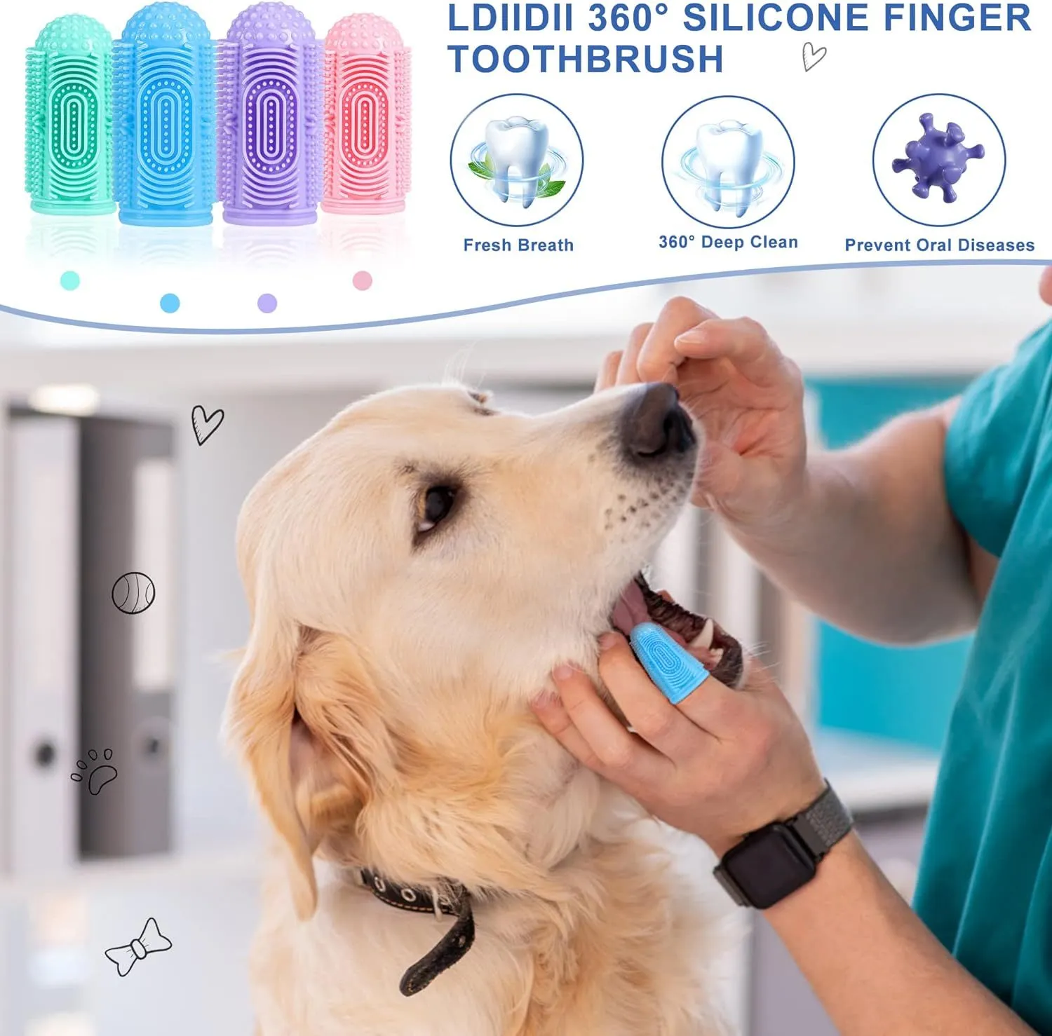 Dog Toothbrush Dog Tooth Brushing Kit  Dog Finger Toothbrush For Dog Teeth Cleaning Dog Dental Care Cat Toothbrush Dog Tooth Brush Puppy Toothbrush Pet Toothbrush