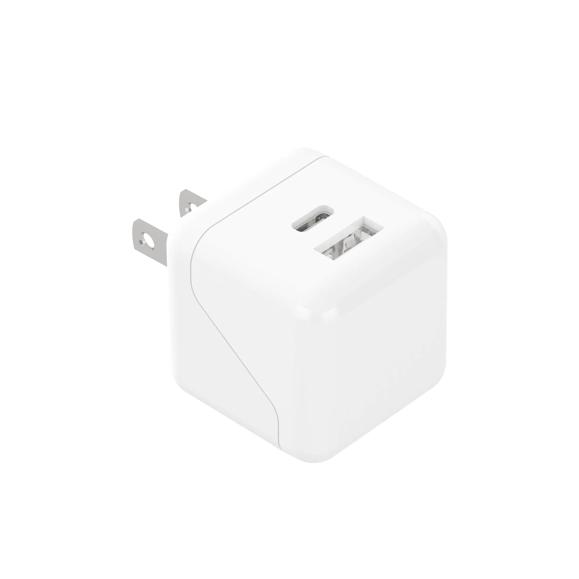 Dual Port USB-A and USB-C Wall Charger - White