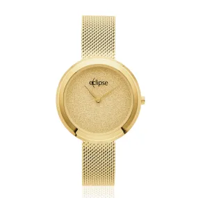 Eclipse Gold Tone Mesh Band 30WR Glitter Dial Watch