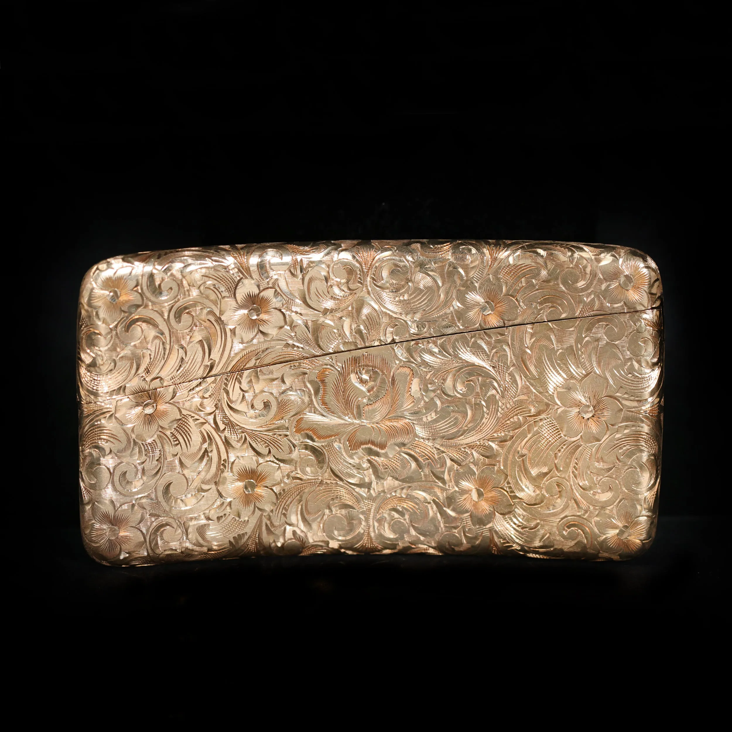 Edwardian 14K Yellow Gold Engraved Card Case, Circa 1909