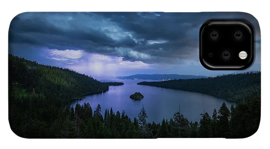 Emerald Bay Electric Skies By Brad Scott - Phone Case