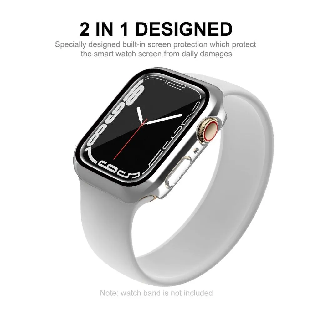 ENKAY Apple Watch (45mm) electroplating cover with tempered glass - Silver