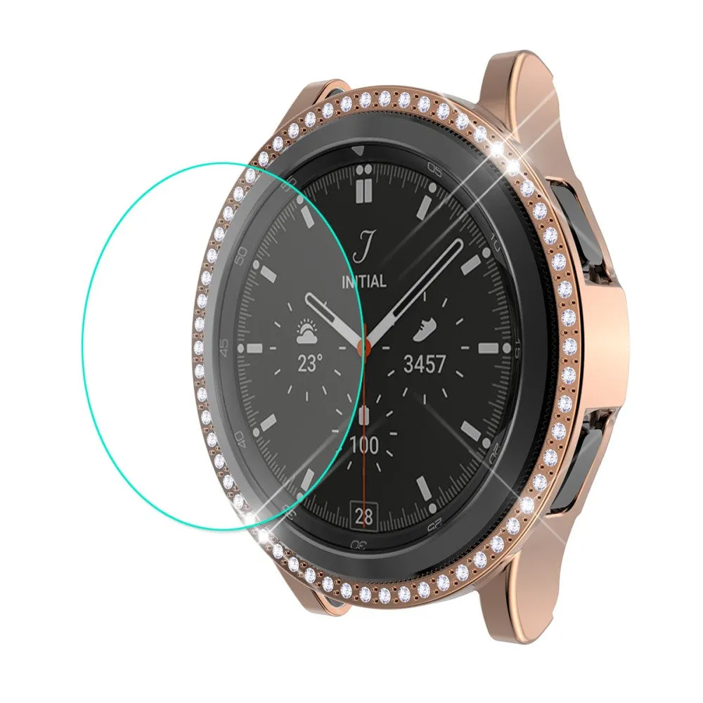 ENKAY Samsung Galaxy Watch 4 Classic (42mm) rhinestone cover   tempered glass screen protector - Rose Gold