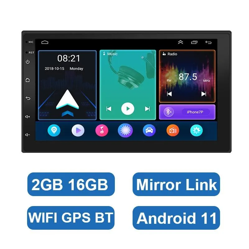 ESSGOO 7 Inch Android Car Radio 2 Din CarPlay 2GB 32GB GPS WiFi Universal Automotive Multimedia For Volkswagen Nissian Toyota