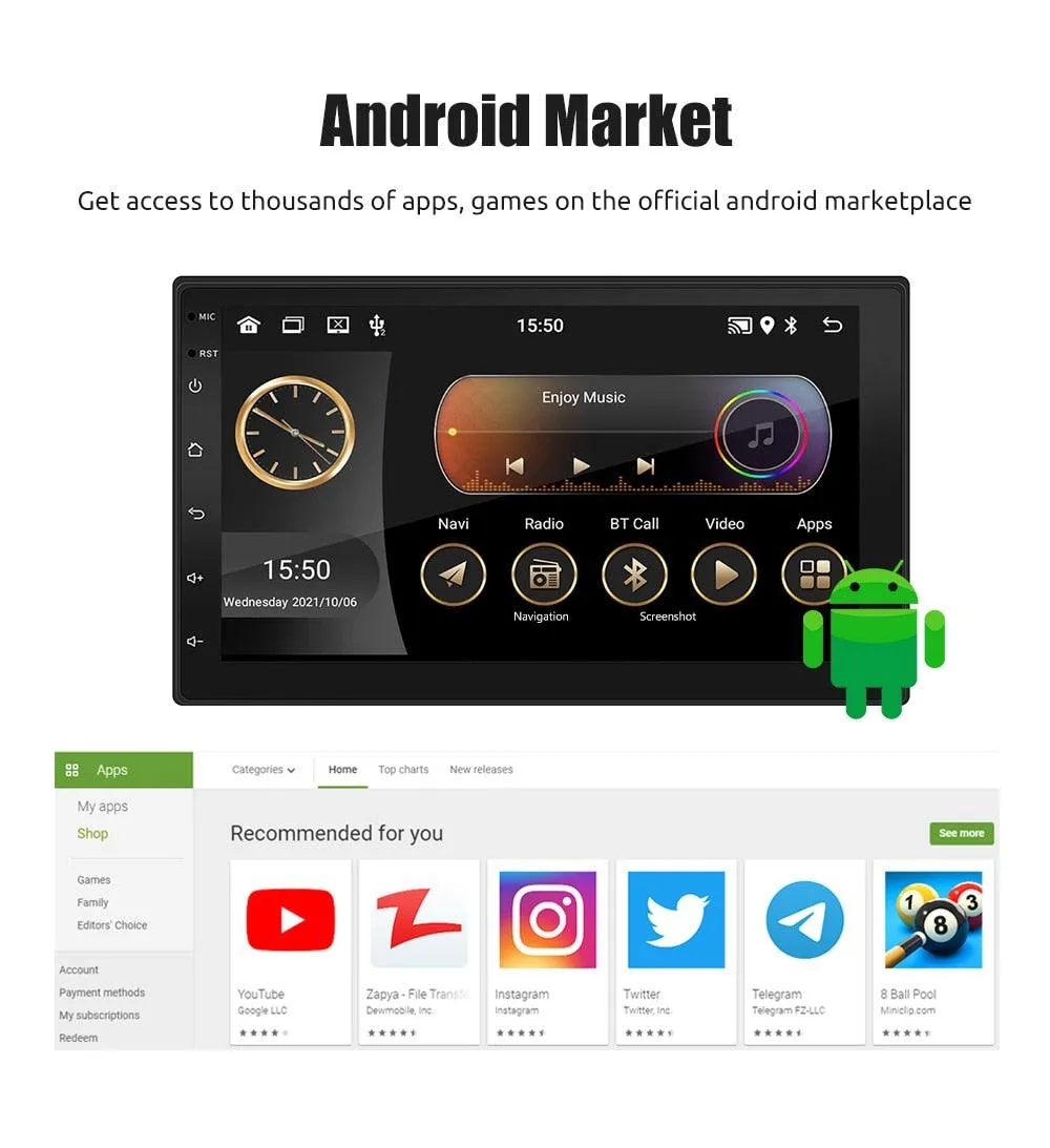 ESSGOO 7 Inch Android Car Radio 2 Din CarPlay 2GB 32GB GPS WiFi Universal Automotive Multimedia For Volkswagen Nissian Toyota