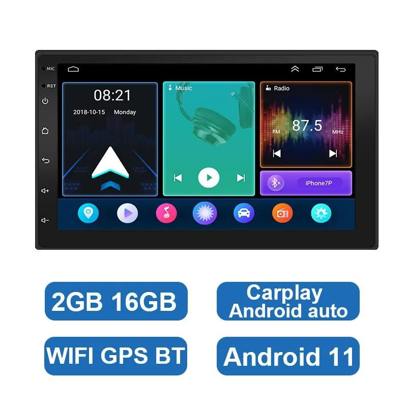 ESSGOO 7 Inch Android Car Radio 2 Din CarPlay 2GB 32GB GPS WiFi Universal Automotive Multimedia For Volkswagen Nissian Toyota