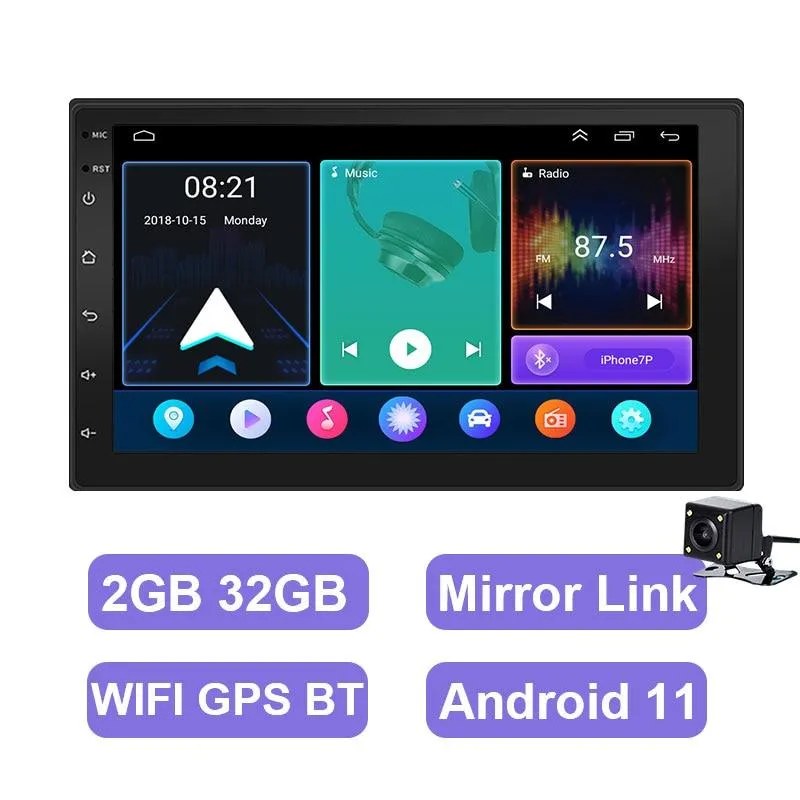 ESSGOO 7 Inch Android Car Radio 2 Din CarPlay 2GB 32GB GPS WiFi Universal Automotive Multimedia For Volkswagen Nissian Toyota