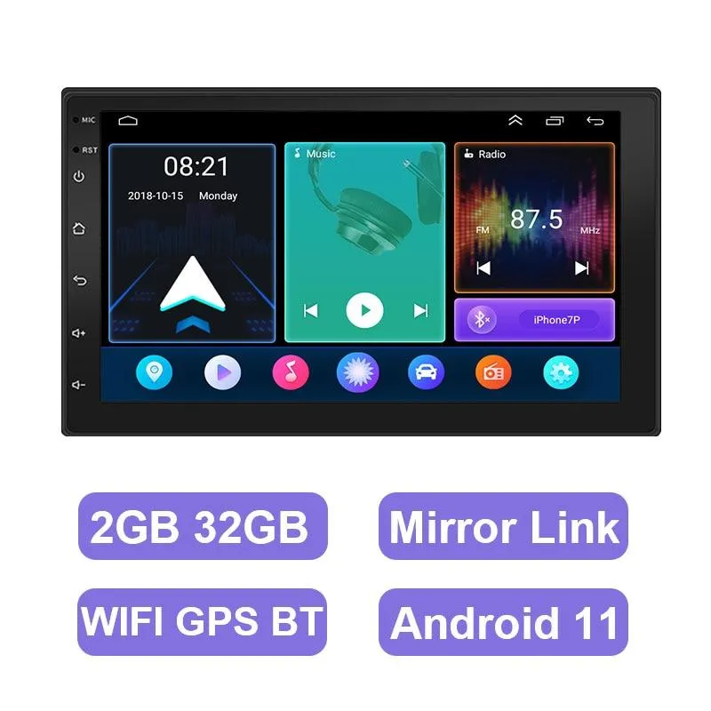 ESSGOO 7 Inch Android Car Radio 2 Din CarPlay 2GB 32GB GPS WiFi Universal Automotive Multimedia For Volkswagen Nissian Toyota