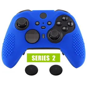 eXtremeRate PlayVital Blue Soft Anti-Slip Silicone Cover Skins, Controller Protective Case for New Xbox One Elite Series 2 (Model 1797 and Core Model 1797) with Thumb Grips Analog Caps -XBOWP0047GC