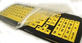 EZ See Large Print USB Wired Keyboard Bundled with Custom Made Viziflex Keyboard Cover