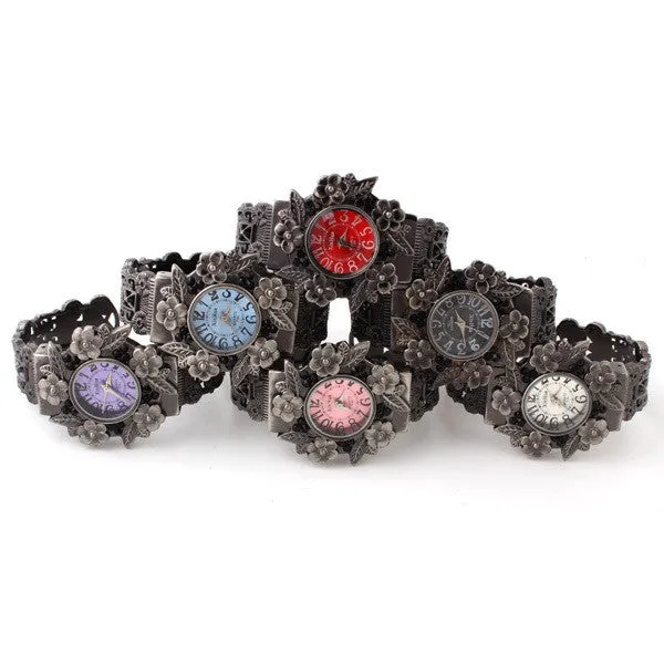 Fashion Wristwatch Flower Case Hollow Bracelet watch Vintage Watches Analog ladies quartz watches