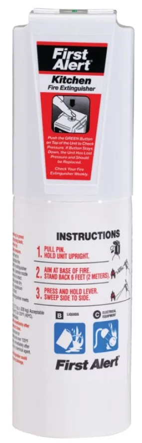 First Alert KITCHEN5 Fire Extinguisher, 1.4 lb, Sodium Bicarbonate, 5-B:C Class, Wall :EA: QUANTITY: 4