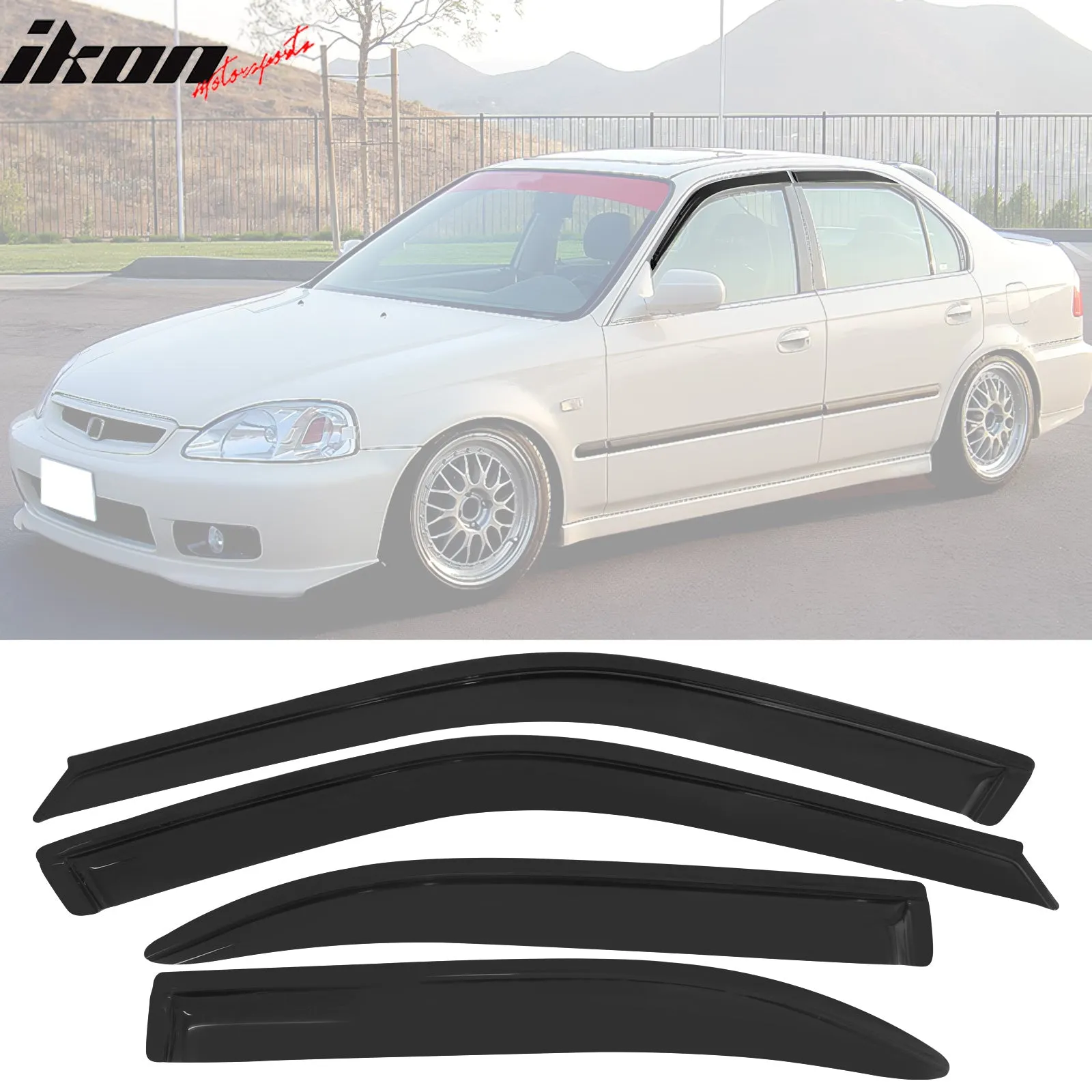 Fits Honda Civic 99-00 4D EK Front Bumper Lip   Sun Window Visor