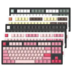 Flesports MK870 Mechanical Keyboard GJ KEYCAPS Kit Full RGB Hot Swap Backlit LED NKRO Transparent Black Case Programmable USB C Sakura JP DMG Keycap