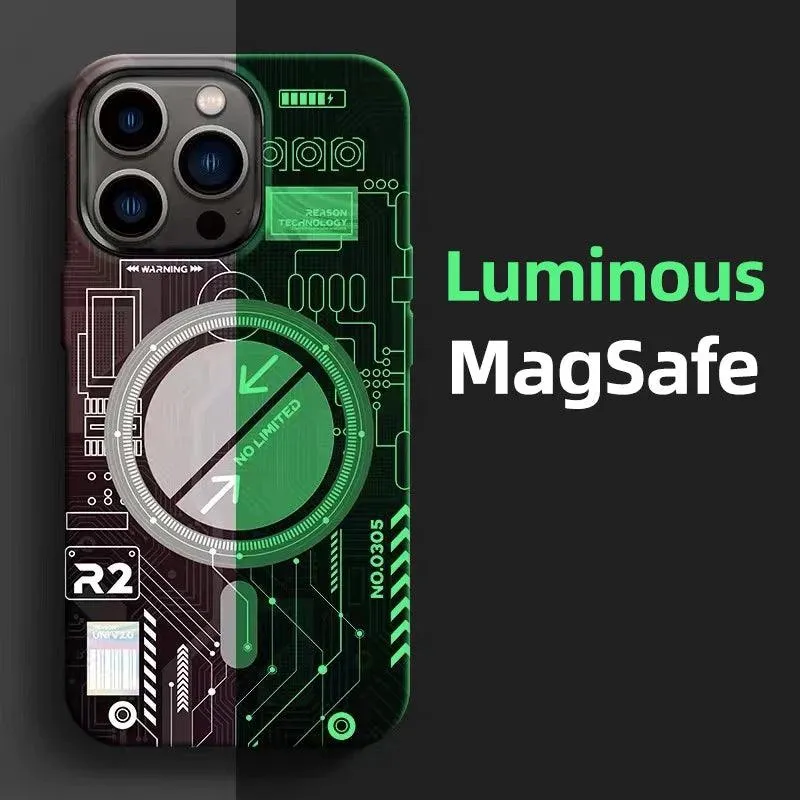 Fluorescent Hard Cover: Luminous Magnetic Cute Phone Case for iPhone 15, 14, 13, and 12 Pro Max