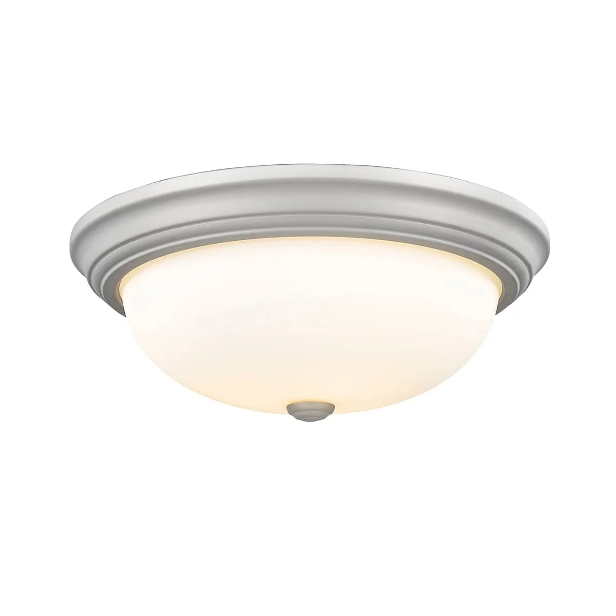 Flush Mount Fixture - Satin Nickel - Etched White Glass - 15in. Diameter - E26 Medium Base