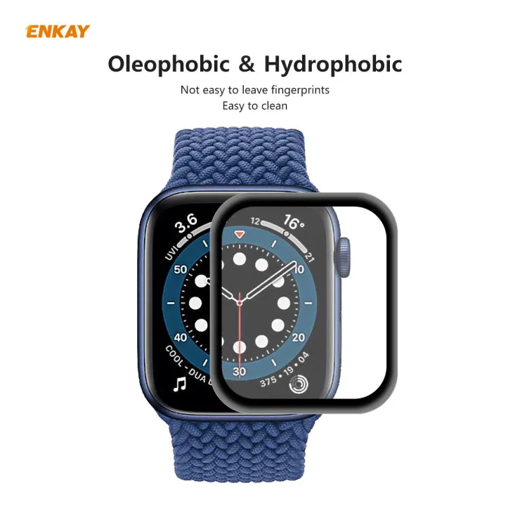 For Apple Watch 6/5/4/SE 44mm ENKAY Hat-Prince 0.2mm 9H Surface Hardness 3D Explosion-proof Aluminum Alloy Edge Full Screen Tempered Glass Screen Film