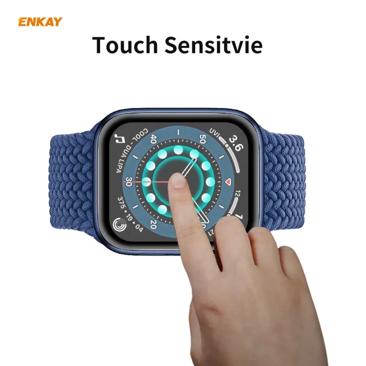 For Apple Watch 6/5/4/SE 44mm ENKAY Hat-Prince 0.2mm 9H Surface Hardness 3D Explosion-proof Aluminum Alloy Edge Full Screen Tempered Glass Screen Film