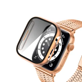 For Apple Watch iWatch Series 7 Case 41mm Tempered Glass Shockproof Full Cover - Rose Gold