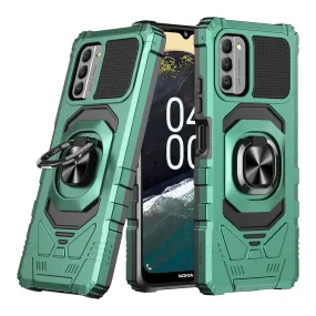 For Nokia C300 Case [Military Grade] Ring Car Mount Kickstand w/[Tempered Glass] Hybrid Hard PC Soft TPU Shockproof Protective Case - Teal