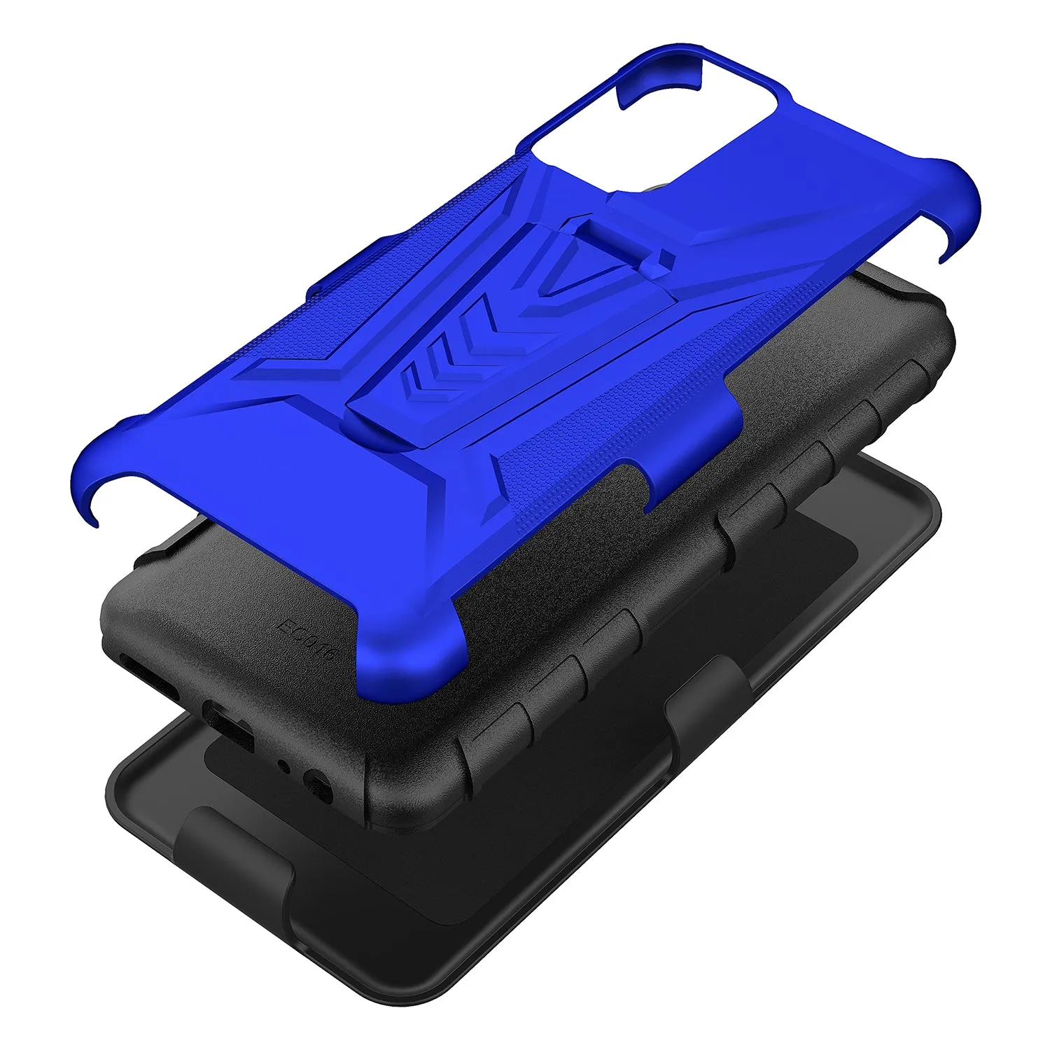 For Samsung Galaxy A03s Case with Tempered Glass Screen Protector Heavy Duty Protective Phone Case,Built-in Kickstand Rugged Shockproof Protective Phone Case - Blue