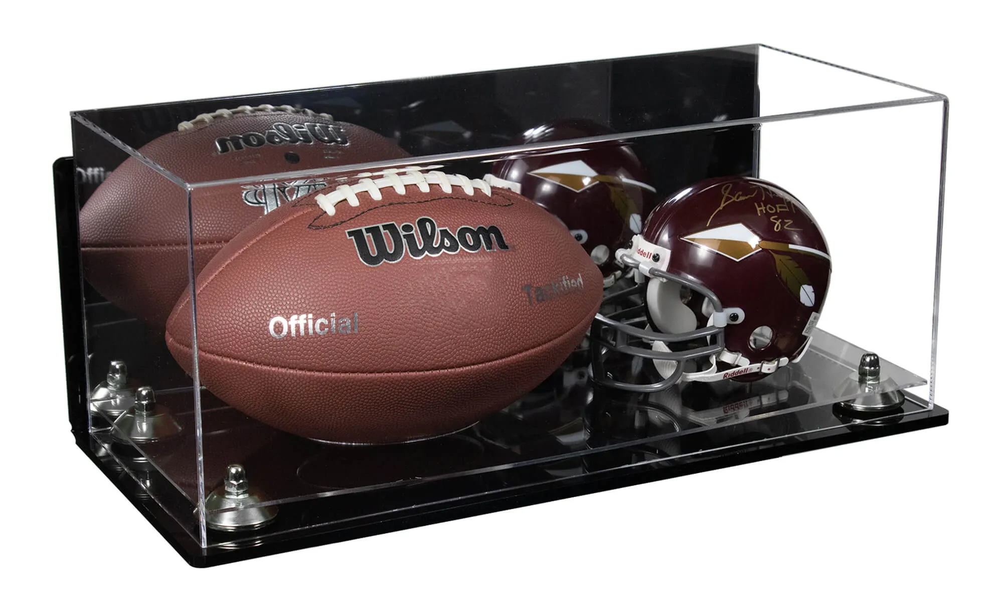 Full-Size Football and Mini Helmet (not Full Size) Display Cases - Mirror Wall Mounts (A103/B47)