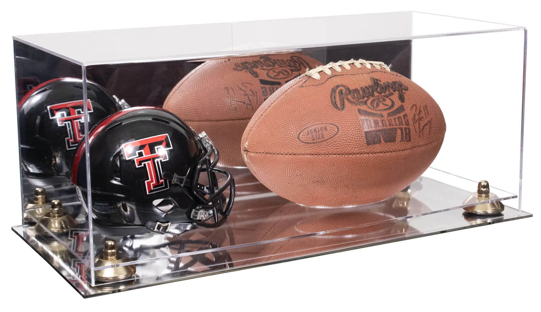 Full-Size Football and Mini Helmet (not Full Size) Display Cases - Mirror Wall Mounts (A103/B47)