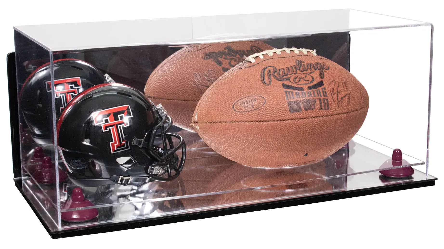 Full-Size Football and Mini Helmet (not Full Size) Display Cases - Mirror Wall Mounts (A103/B47)