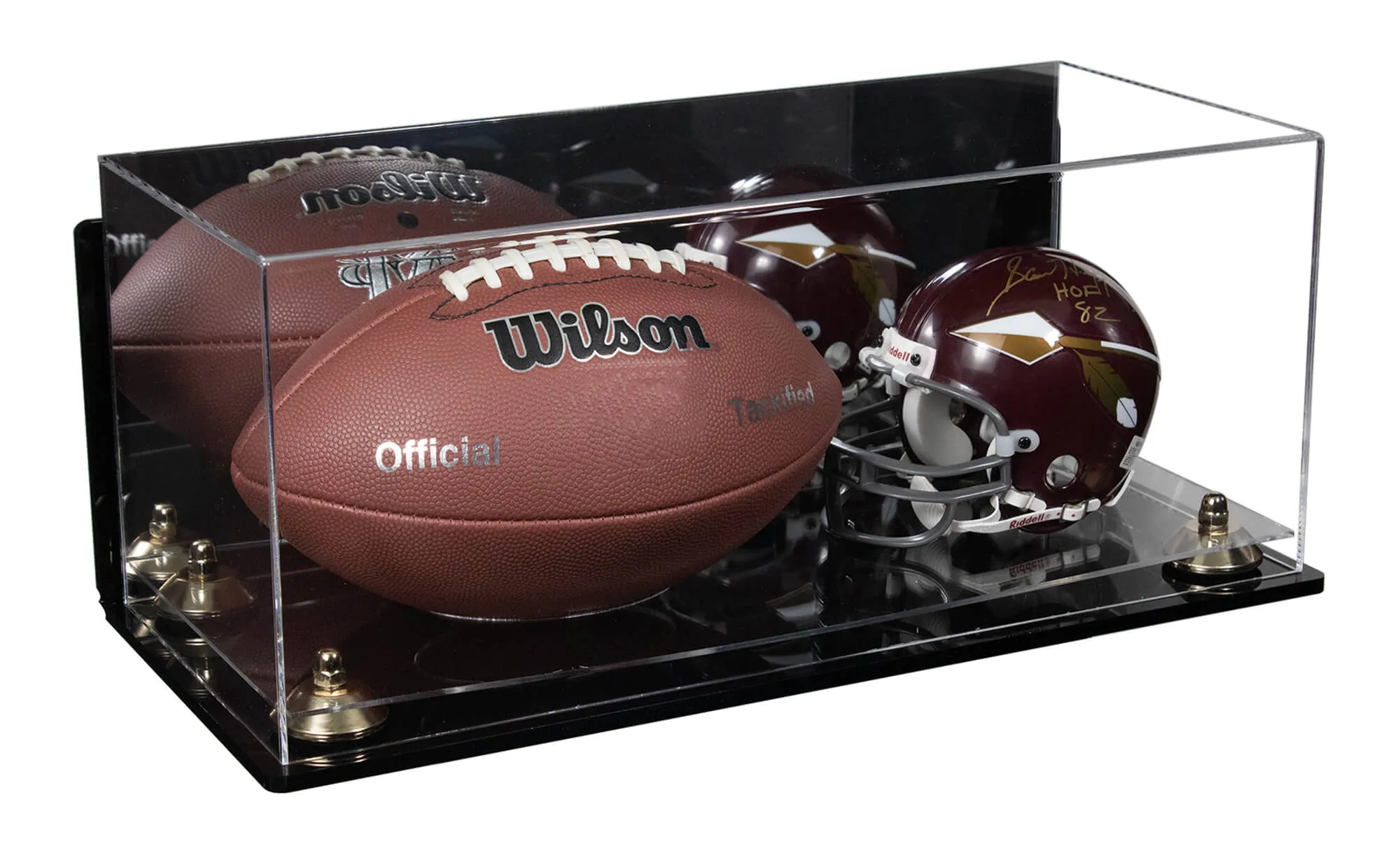 Full-Size Football and Mini Helmet (not Full Size) Display Cases - Mirror Wall Mounts (A103/B47)