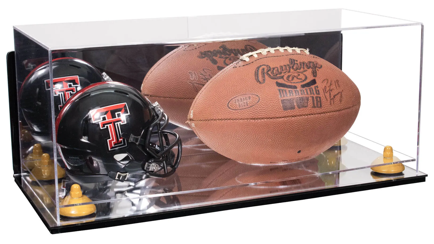 Full-Size Football and Mini Helmet (not Full Size) Display Cases - Mirror Wall Mounts (A103/B47)