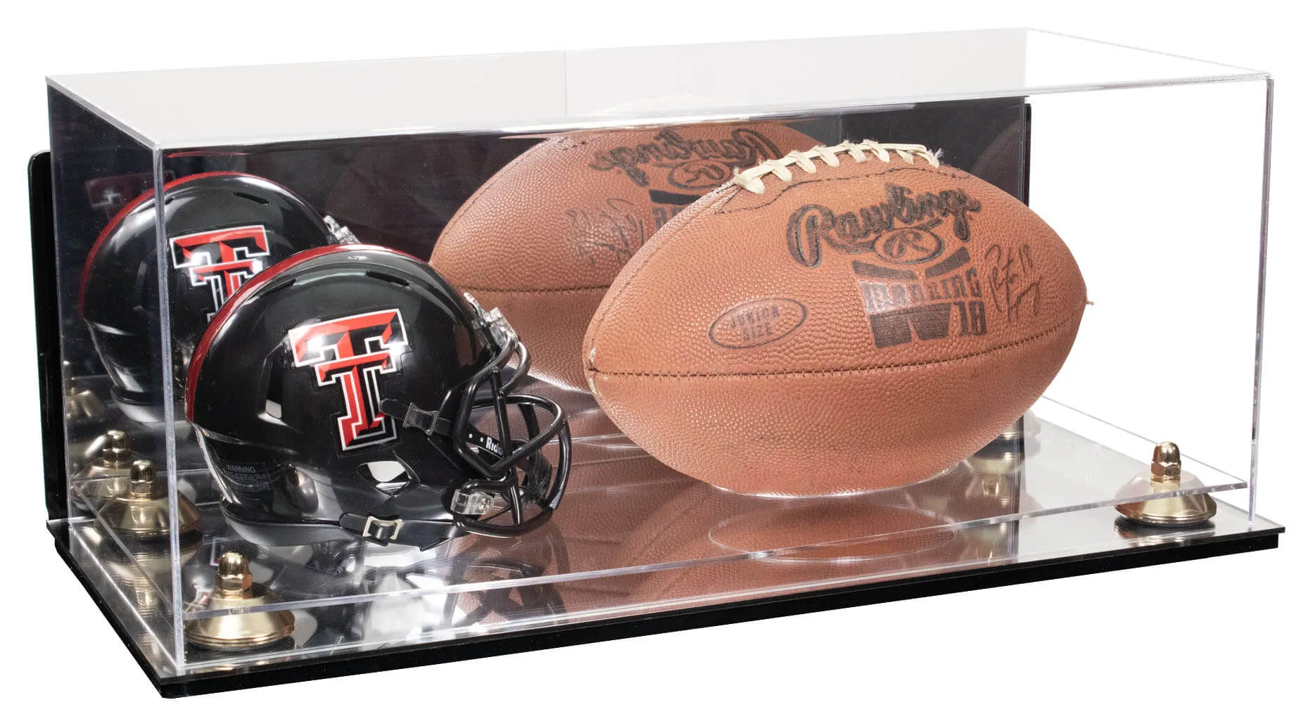 Full-Size Football and Mini Helmet (not Full Size) Display Cases - Mirror Wall Mounts (A103/B47)