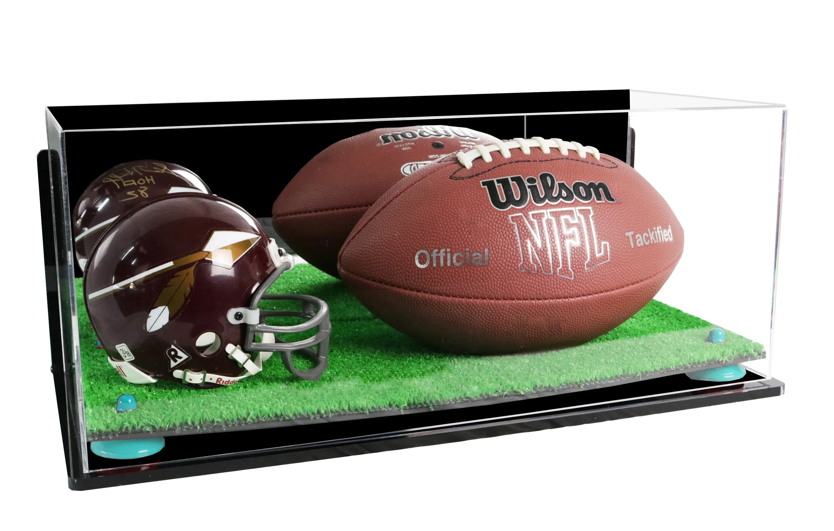 Full-Size Football and Mini Helmet (not Full Size) Display Cases - Mirror Wall Mounts (A103/B47)