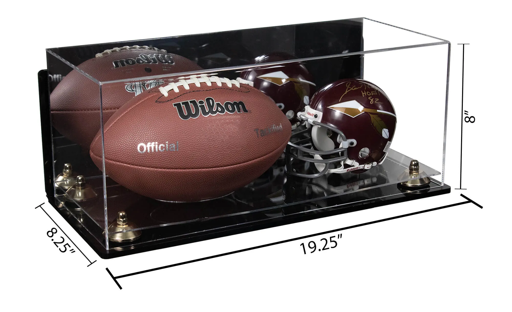 Full-Size Football and Mini Helmet (not Full Size) Display Cases - Mirror Wall Mounts (A103/B47)