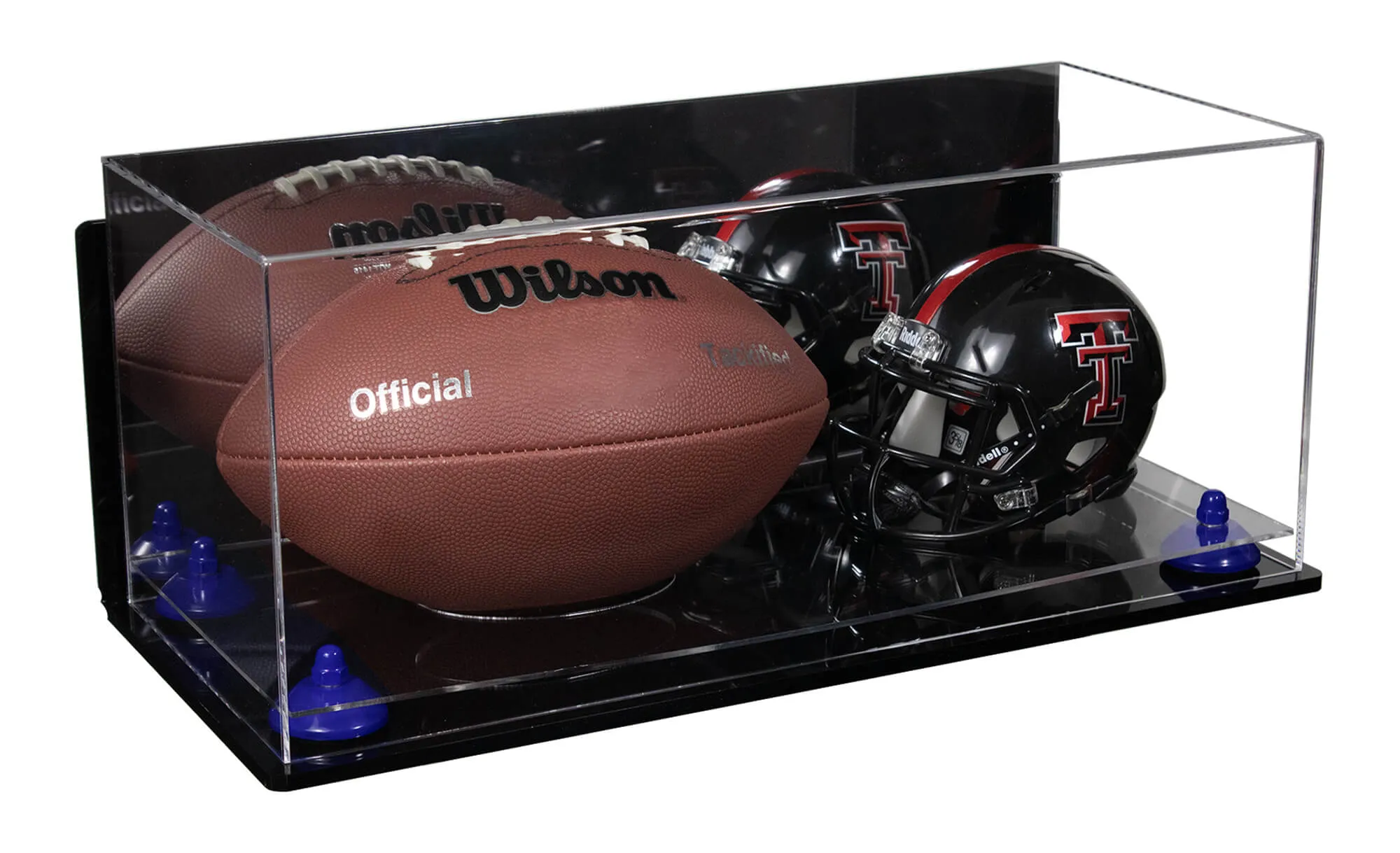 Full-Size Football and Mini Helmet (not Full Size) Display Cases - Mirror Wall Mounts (A103/B47)