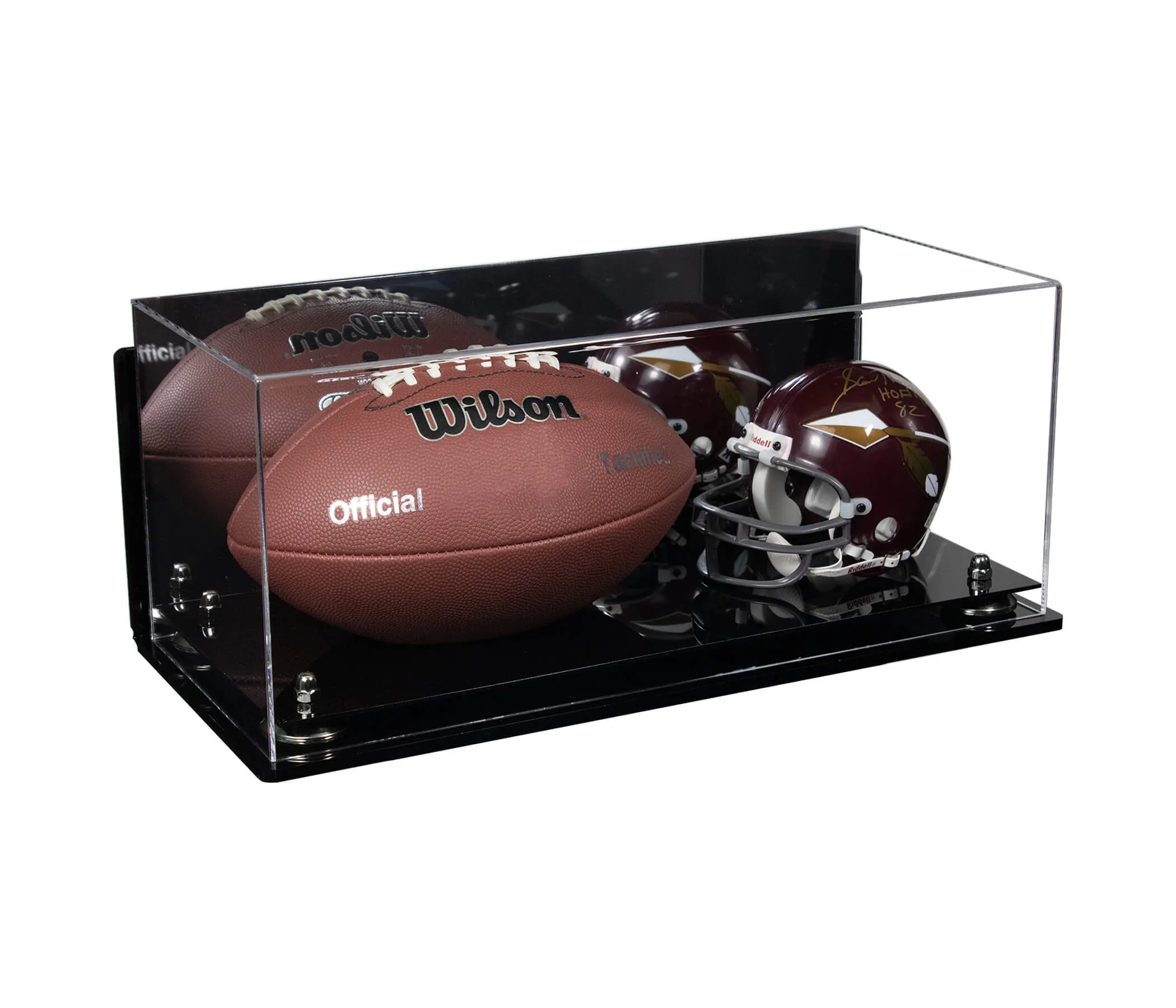 Full-Size Football and Mini Helmet (not Full Size) Display Cases - Mirror Wall Mounts (A103/B47)